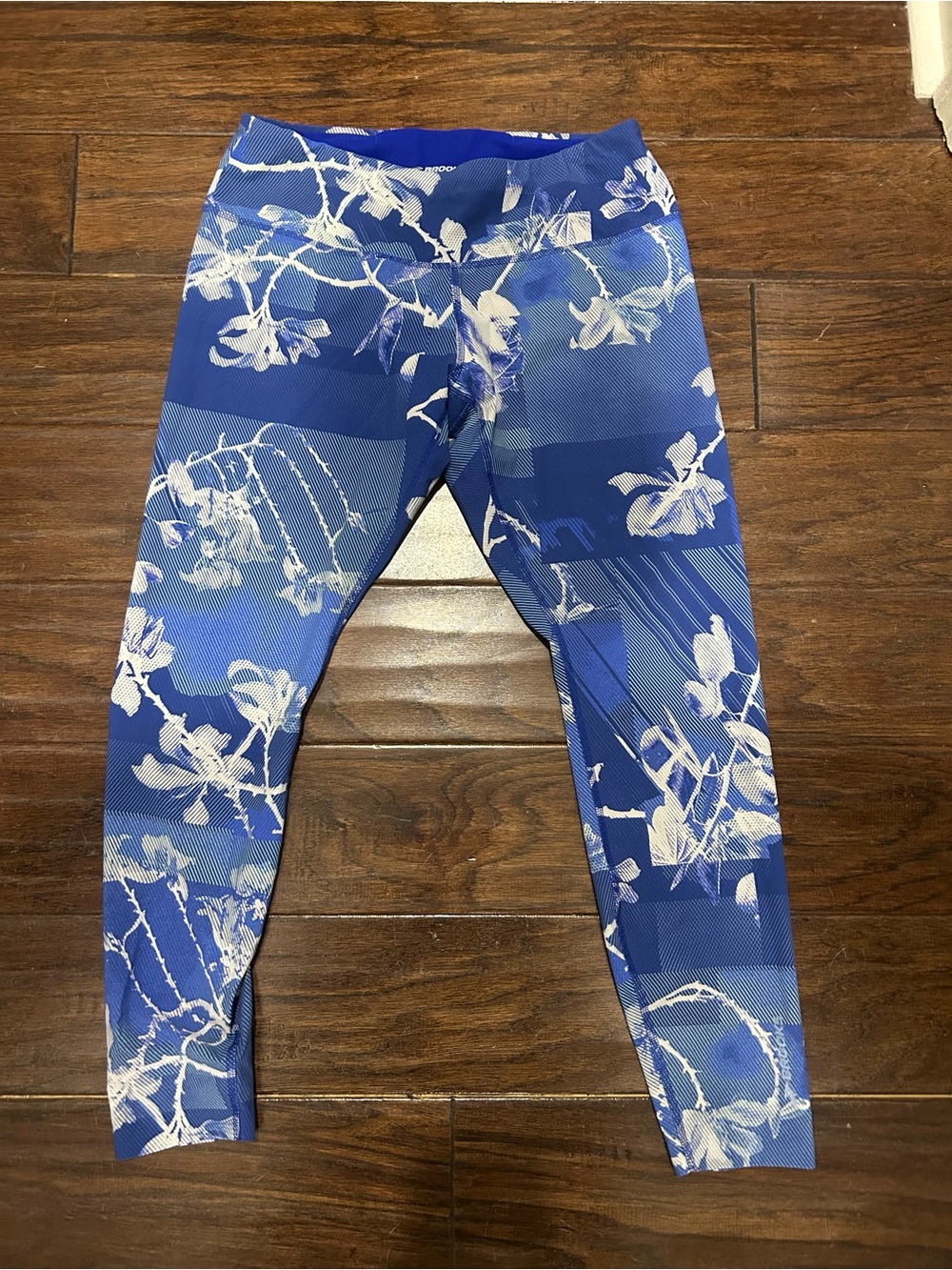 Brooks Royal Blue and White Floral Womens Leggings